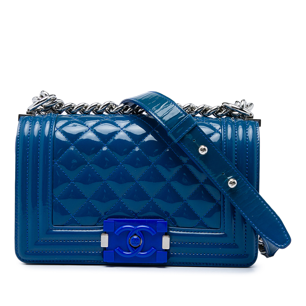 Pre-Loved Chanel Small Quilted Patent and Acrylic Boy Flap
